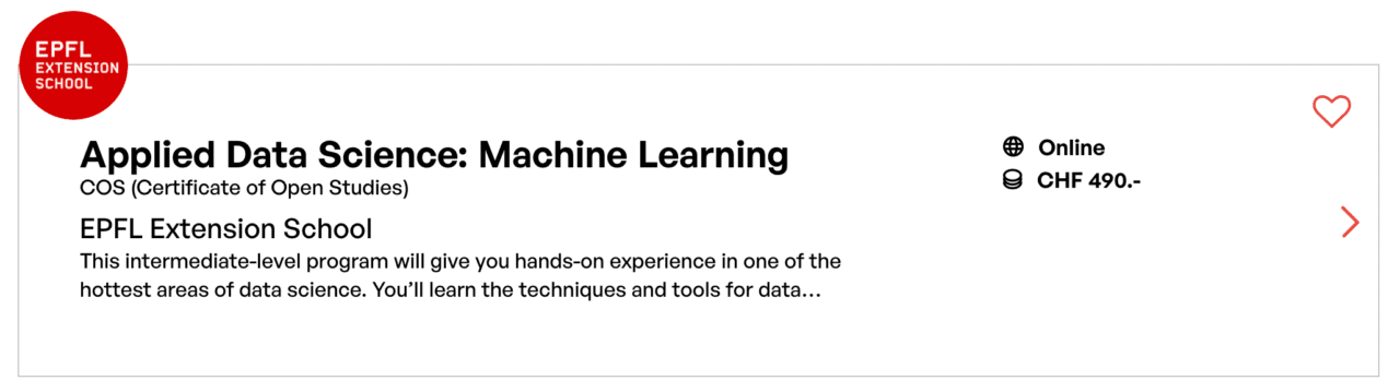 EPFL Extension School Machine Learning Weiterbildung Karriere Lebenslanges Lernen