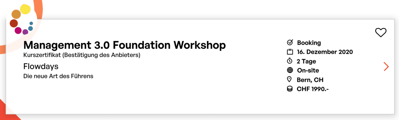 Weiterbildung Management 3.0 Foundation Workshop Flowdays