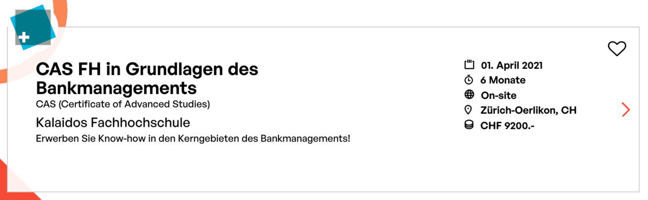 CAS FH Grundlagen Bankmanagement Weiterbildung