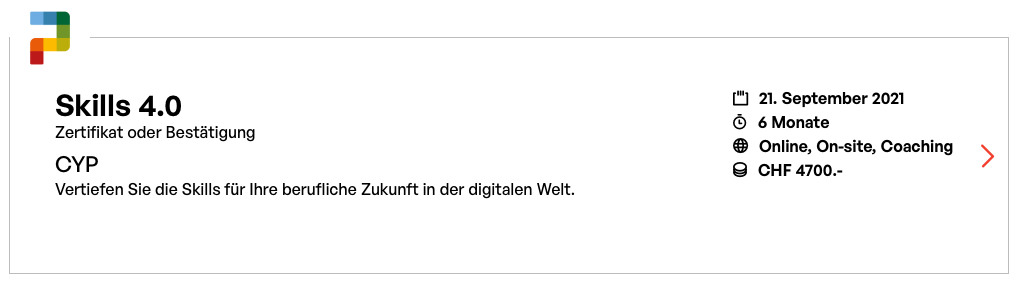Lehrgang Skills 4.0 startet am 21 September 2021