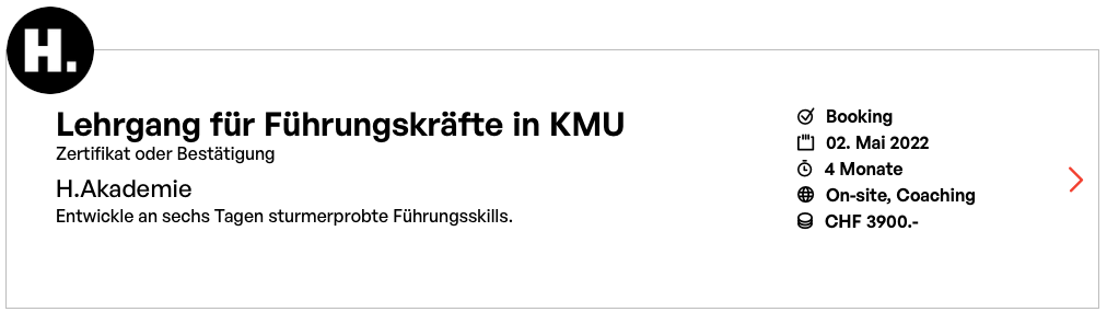 Lehrgang fuer Fuehrungskrafte in KMU